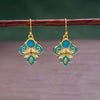 Gold-Tone Enamel Earrings with Faux Turquoise
