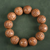 Six-Lines Wood Bead Bracelet with Gourd Charm