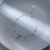 925 Sterling Silver Bell Anklet with Geometric Charm