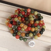 Multicolor Stone Lotus Charm Bracelet and Necklace