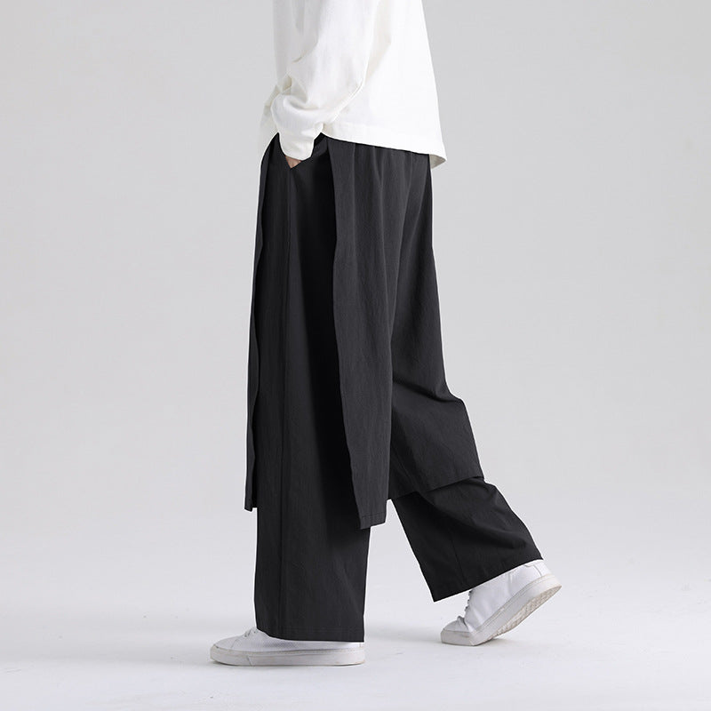 Men's Cotton Linen Wide Leg Pants With Pockets