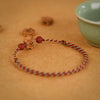 Peach Wood Cinnabar Bracelet Anklet, Red String Lotus Charm
