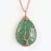 Tree of Life Crystal Necklace Pendant Copper Wire Wrapped