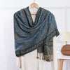 Jacquard Cashew Flower Pattern Tassel Shawl, Retro Ethnic Style Wrap