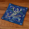 Embroidered Tea Mat, Square Coaster with Dragon Phoenix