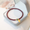 Strawberry Quartz or Garnet Bracelet with Fu Charm