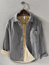 Men's Fleece Lined Corduroy Shirt Long Sleeve Warm Winter Top