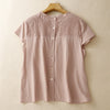 Women's Short Sleeve Shirt Summer Pure Color Ruffled Pleated Design