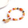 Golden Silk Jade Lotus Bracelet, Natural Stone Beads