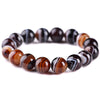 Natural Coffee Striped Agate Bracelet Handmade Round Bead Jewelry