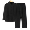 Men's Linen Blend Tang Suit Set with Pockets and Drawstring Pants