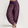 Women's Harem Pants Solid Color Cotton Elastic Waist Loose Fit Casual Trousers