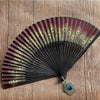 Peacock Feather Handheld Bamboo Folding Fan 21.5cm