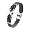 Eternal Infinity Symbol Titanium Steel Leather Buckle Bracelet