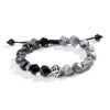 925 Sterling Silver Obsidian Bracelet with Leaf Charm
