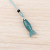 Carved Fish Stone Pendant Necklace, Natural Gemstone Charm