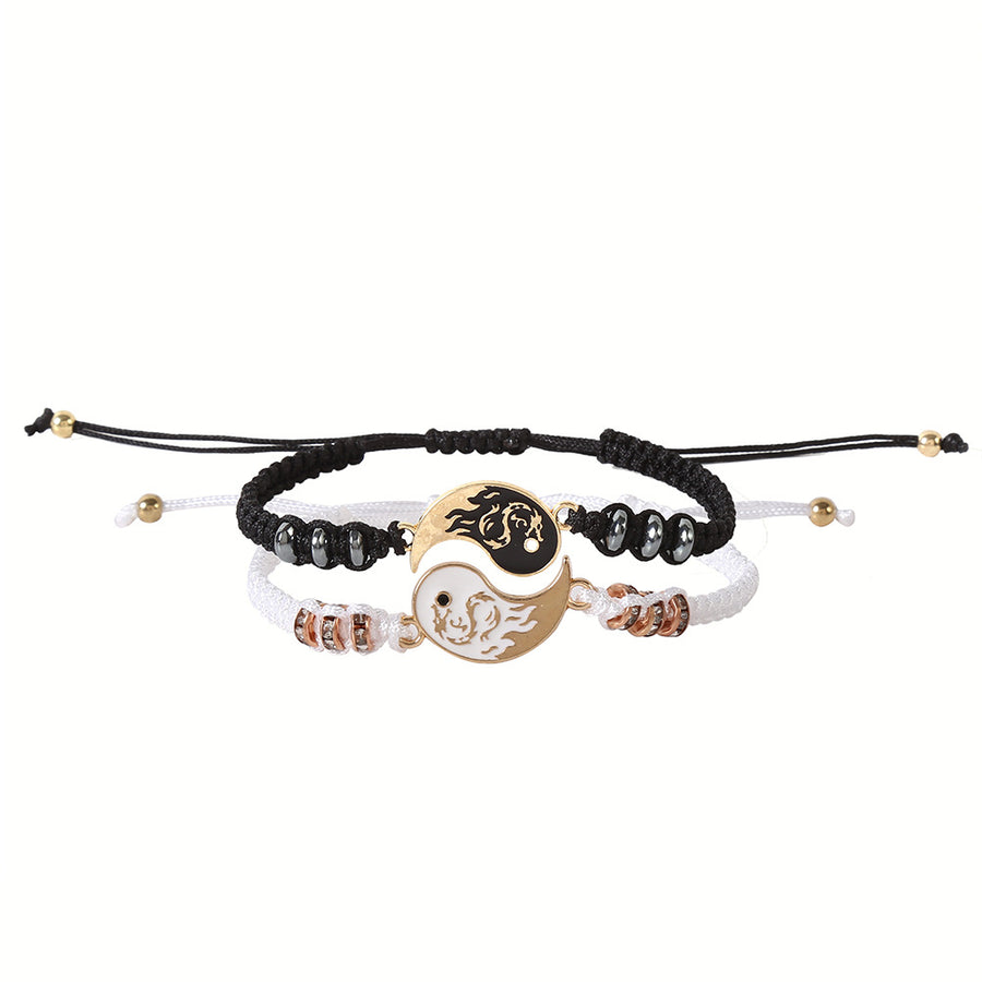 Yin Yang Dragon Couple Bracelet Set