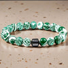 Natural Stone Bead Bracelet with Hematite Charm