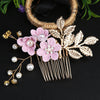 Handmade Floral Hair Comb and Pin Set with Clear Quartz