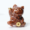 Lucky Cat Crystal Figurine, Resin Decor