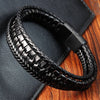 Braided Leather Bracelet with Steel Clasp