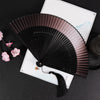 Cranes Auspicious Clouds Solid Color Gradient Handheld Bamboo Folding Fan