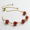 Gold-Tone Wire Wrapped Gemstone Bead Bangle Bracelet