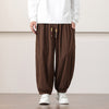 Men's Solid Color Corduroy Drawstring Harem Pants With Pockets