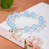 Aquamarine Daisy Charm Bracelet, Sterling Silver Key and Heart