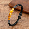 Stone Bead Leather Bracelet Unisex