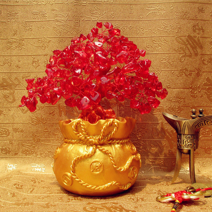 Citrine Money Tree Gemstone Ornament - Feng Shui for Prosperity