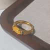Retro Oval Openwork Adjustable Ring with Faux Gemstone