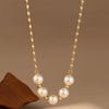 Smile Pearl Necklace Stainless Steel Gold or Silver Tone