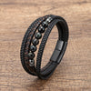 Braided Leather Bracelet with Stone Beads for Men and Women