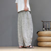 Men's Loose Harem Pants with Plant Print and Drawstring