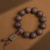 Wood Bead Bracelet with Engraved Charms and Tassel
