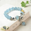 Aquamarine Daisy Charm Bracelet, Sterling Silver Key and Heart