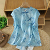 Women's Sleeveless Shirts Summer Elegant Mandarin Collar Side Slit Floral Print