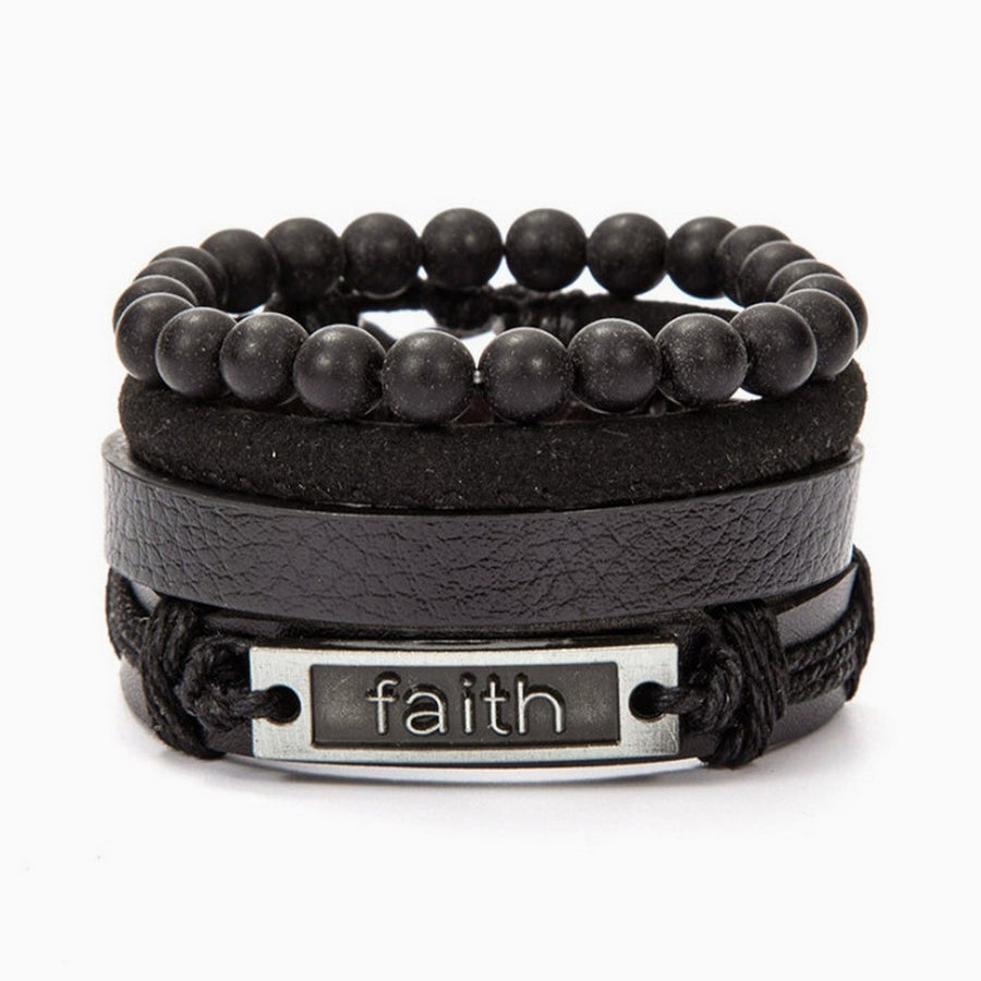Wrap Leather Bracelet Set Vintage Braided Multi-Layer