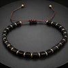 Black Obsidian Square Bead Braided Adjustable Bracelet