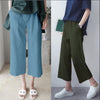 Women's Wide Leg Pants with Pockets, High Waist Cotton Linen Trousers