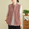 Women's Corduroy Vest With Pockets, Sleeveless Waistcoat