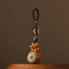 Wooden Money Bag Keychain with Rotatable Mantra Bead