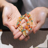 Golden Silk Jade Lotus Bracelet, Natural Stone Beads