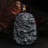 Black Obsidian Style Dragon Pendant Necklace