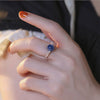 925 Sterling Silver Blue Candy Agate Bead Ring