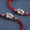 Red Rabbit Rope Bracelet, Copper Charm