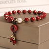 Cinnabar Peace Buckle Bracelet with Clover Charm