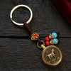 Chinese Zodiac Brass Keychain with Eight Guardian Buddhas