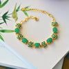 Lotus Flower Bracelet with Imitation Jade and Enamel